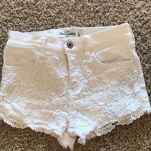 Abercrombie kids white lace jean shorts